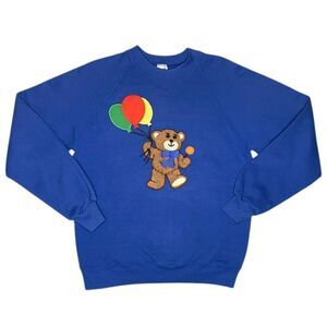 Vintage Embroidered Teddy Bear Jerzee Sweatshirt Adult Size Large